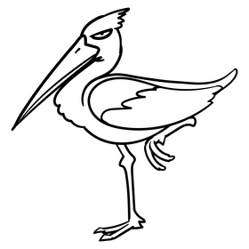 Stork cartoon drawing black and white clipart