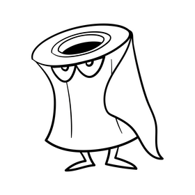 Toilet paper cartoon drawing black and white clipart