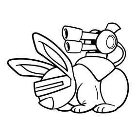 Rabbit cartoon drawing black and white clipart