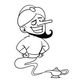 Genius cartoon drawing black and white clipart