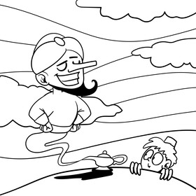 Genius cartoon drawing black and white vector