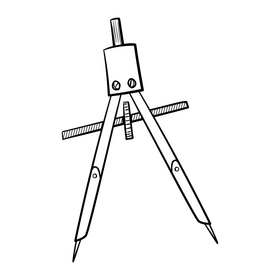 Compass cartoon drawing black and white clipart