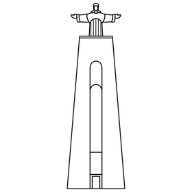 Cristo Rei black and white clipart