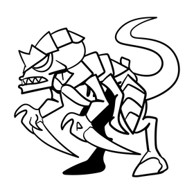 Alien cartoon drawing black and white clipart