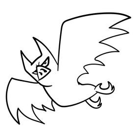 Bat cartoon drawing black and white clipart