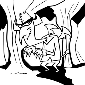 Devil cartoon drawing black and white vector