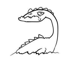 Loch Ness cartoon drawing black and white clipart