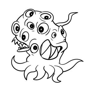 Lovecraft cartoon drawing black and white clipart