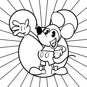 Mickey Mouse cartoon drawing black and white vector