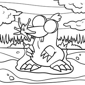 Mole cartoon drawing black and white vector