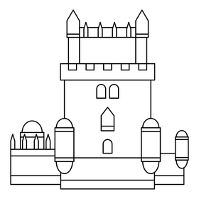 Belem Tower black and white clipart