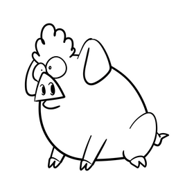 Pig cartoon drawing black and white clipart
