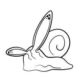 Slug cartoon drawing black and white clipart