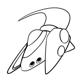 Starship cartoon drawing black and white clipart