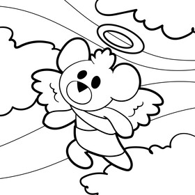 Angel cartoon drawing black and white vector