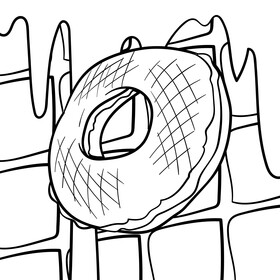 Bagel cartoon drawing black and white vector