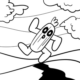 Cactus cartoon drawing black and white vector