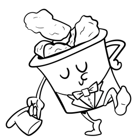 Fried chicken cartoon drawing black and white clipart