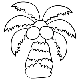 Palm tree cartoon drawing black and white clipart