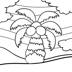 Palm tree cartoon drawing black and white vector