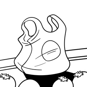 Plastic bag cartoon drawing black and white vector