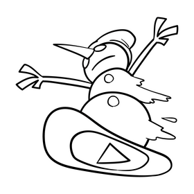 Snowboard cartoon drawing black and white clipart