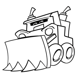 Bulldozer cartoon drawing black and white clipart