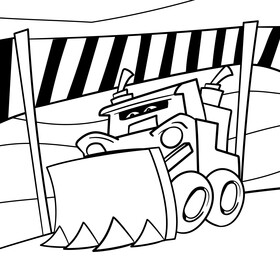 Bulldozer cartoon drawing black and white vector