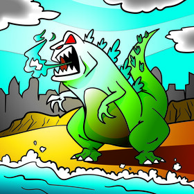 Godzilla cartoon vector
