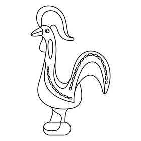 Rooster of Barcelos black and white clipart