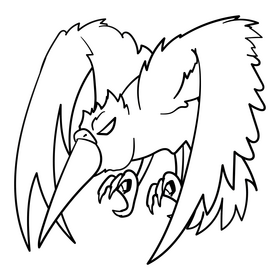 Raven cartoon black and white clipart