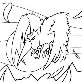 Raven cartoon drawing black and white vector