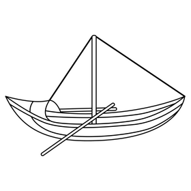 Wooden boat black and white clipart