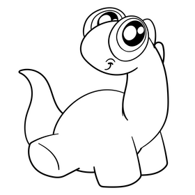 Baby dino cartoon drawing black and white clipart