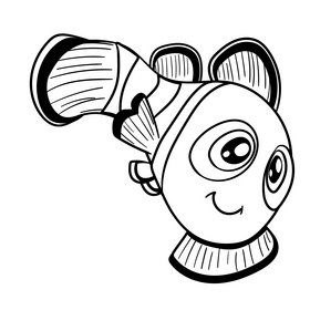 Finding Nemo cartoon drawing black and white clipart