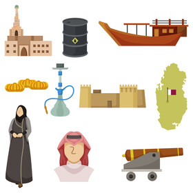Qatar traditional symbols vector