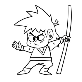 Goku cartoon drawing black and white clipart