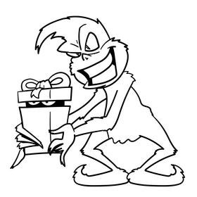 Grinch cartoon drawing black and white clipart