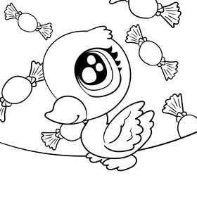 Littlest Pet Shop cartoon drawing black and white vector