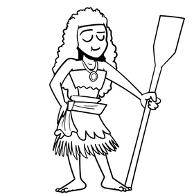 Moana cartoon drawing black and white clipart