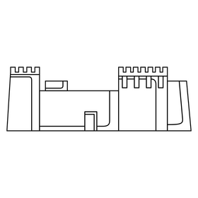 Al Zubara Fort black and white clipart