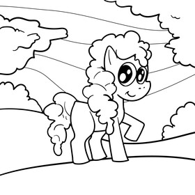My Little Pony cartoon drawing black and white vector