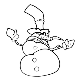 Snowman cartoon drawing black and white clipart