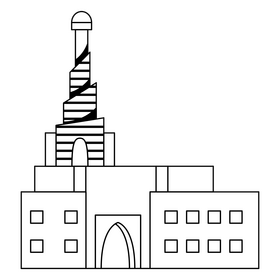 Al Fanar mosque black and white clipart