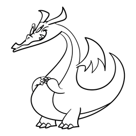 Dragon cartoon drawing black and white clipart