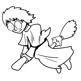 Harry potter cartoon drawing black and white clipart