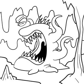 Monster cartoon drawing black and white vector