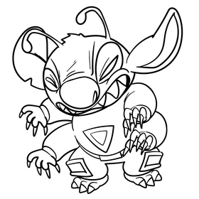 Stitch cartoon black and white clipart