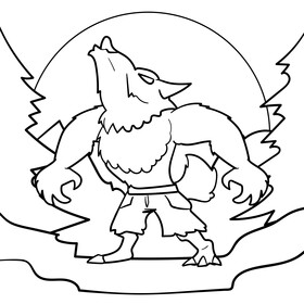 Werewolf cartoon drawing black and white vector