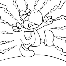 Yoshi cartoon drawing black and white vector